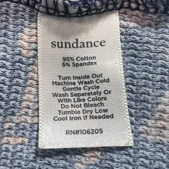 Sundance Waffle Knit Top Large Velvet Cuff Purple Floral Thermal Boho Prairie - Picture 9 of 12